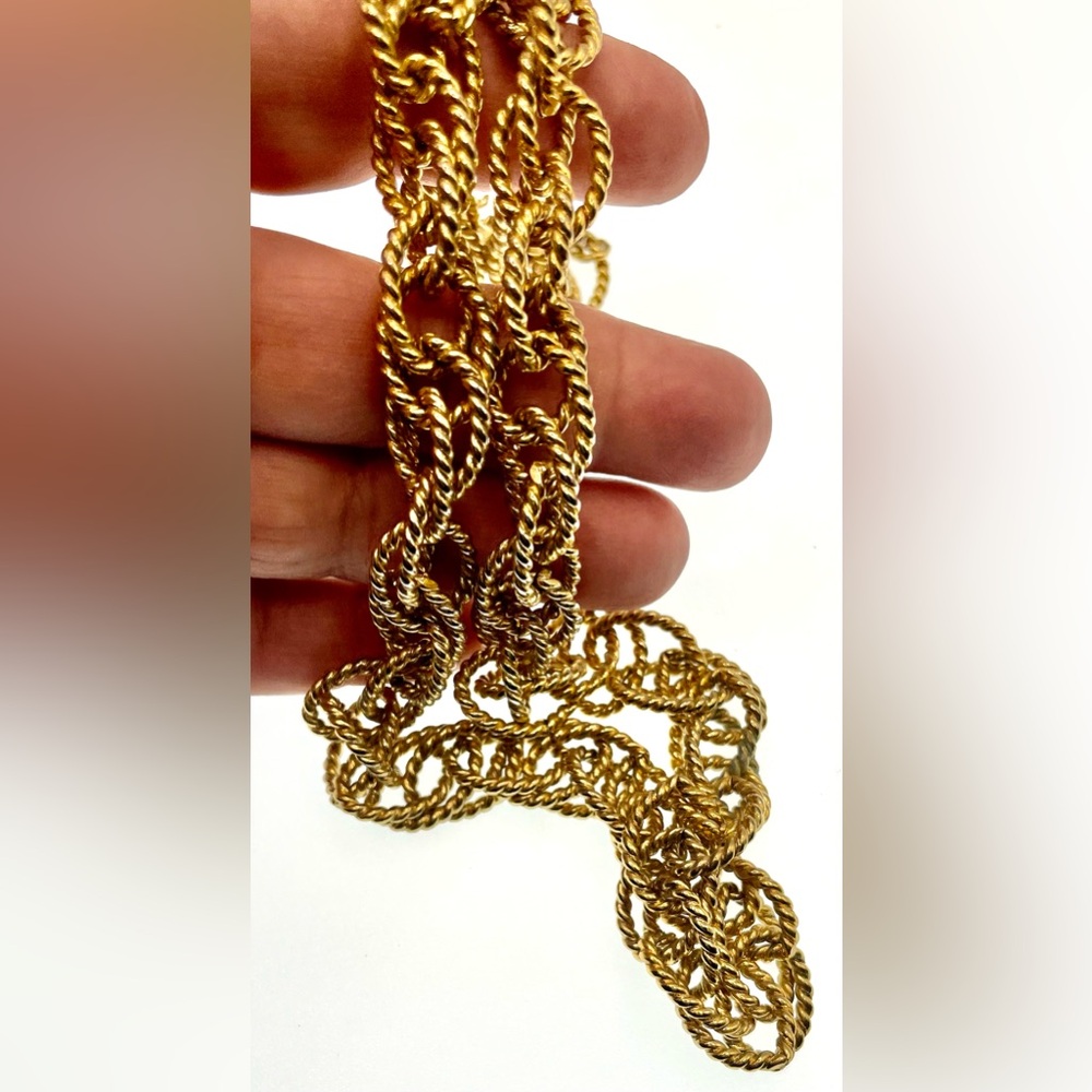 Vintage Stunning Gold Tone Large Textured Linked Necklace - Picture 4 of 6